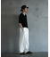 リネン混ワンタックワイドテーパードパンツ