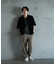 リネン混ワンタックワイドテーパードパンツ