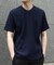 リネンブレンド楊柳リブネックTシャツ