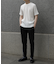 リネンブレンド楊柳リブネックTシャツ