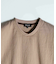 リネンブレンド楊柳リブネックTシャツ