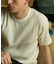 リネンブレンド楊柳リブネックTシャツ
