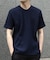 リネンブレンド楊柳リブネックTシャツ