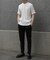 リネンブレンド楊柳リブネックTシャツ