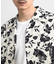 フラワー柄プリントブロードオープンカラー半袖シャツ