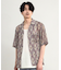 オルテガ柄シアーオープンカラー半袖シャツ