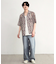 オルテガ柄シアーオープンカラー半袖シャツ