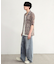 オルテガ柄シアーオープンカラー半袖シャツ