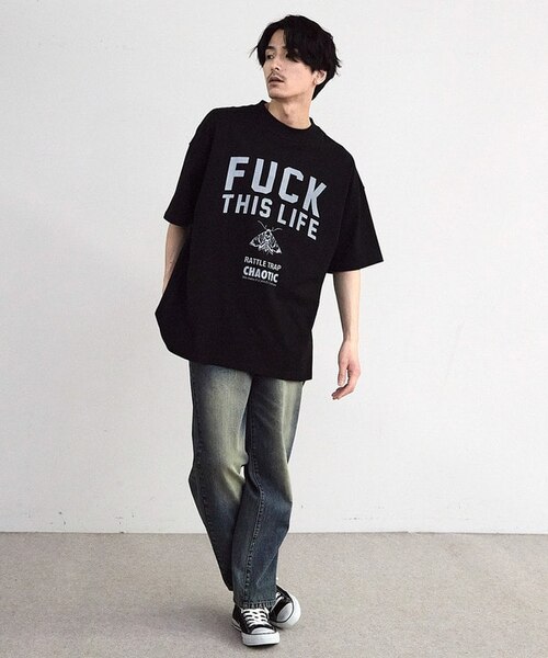 CHAOTIC】別注FUCK THIS LIFEプリントオーバーサイズTシャツ