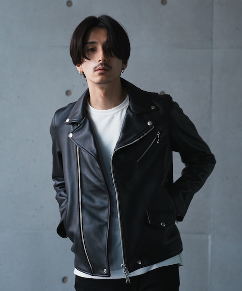 SHEEP LEATHER/シープレザー ダブルライダースジャケット｜メンズビギ