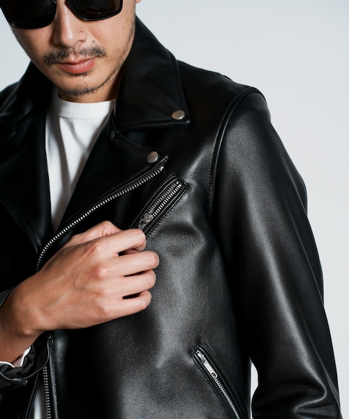 SHEEP LEATHER/シープレザー ダブルライダースジャケット｜メンズビギ