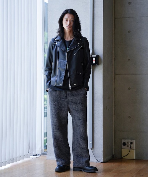 L'EQUIPE　シープレザー　ライダースジャケット 38 黒 SHEEP LEATHER/シープレザー ダブルライダースジャケット｜メンズビギ