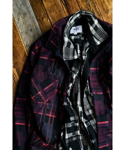 WAX london ワックスロンドン ネイビー チェック柄ジャケット Mサイズ Wax London/ワックスロンドン】Whiting バスケット織チェック柄