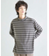 フェードジャガードボーダー モックネックTシャツ