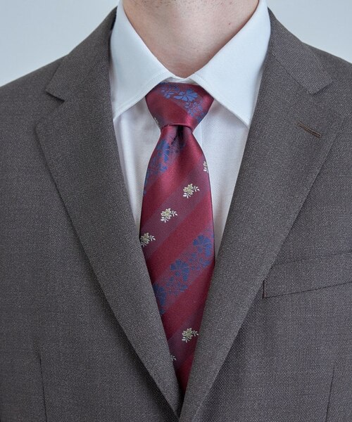 TIE YOUR TIE /タイユアタイ】フローラルシャドーストライプ柄ネクタイ