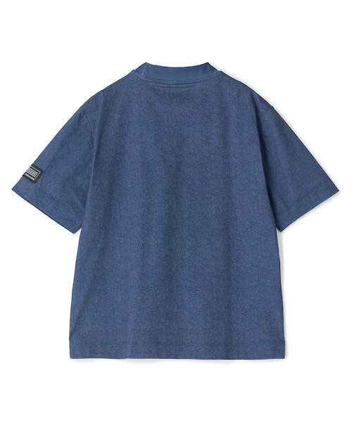 ドットメッシュプリントモックネックTシャツ＜ストレッチ・軽量
