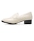 ローファー レディース きれいめ スクエアトゥ 通勤 コイン 脱げにくい かかとクッション ローヒール 3cmヒール 合成皮革 黒 ブラック アイボリー (3066)