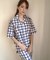 cotton-me天然繊維100%パジャマシャツセットアップ(ギンガムチェック・パイナップル)