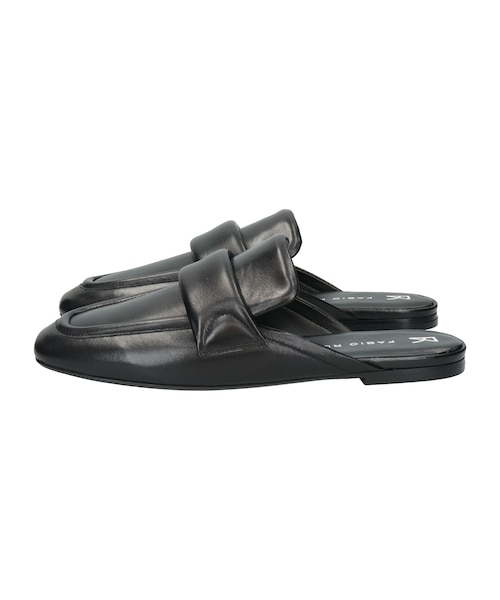 c*e様 【美品】FABIO RUSCONI レザー オープントゥ ミュール FABIO RUSCONI】スクエアトウフラットミュールローファー(F52307