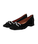 【INTER-CHAUSSURES】スクエアトウローヒールバックルパンプス