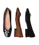 【INTER-CHAUSSURES】スクエアトウローヒールバックルパンプス