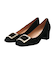 【INTER-CHAUSSURES】スクエアトウメタルバックルパンプス