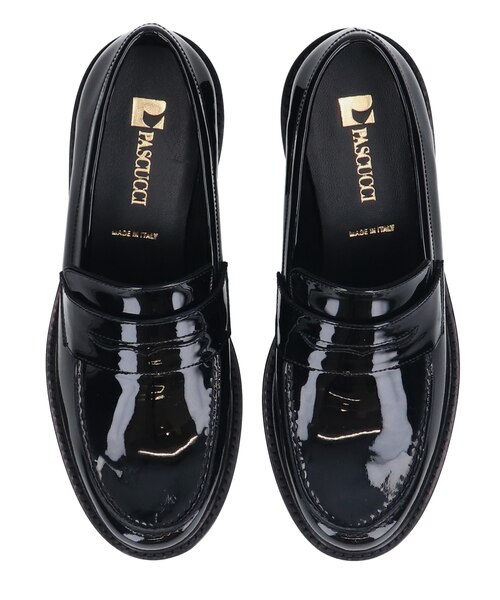美品 PASCUCCI パスクッチ ラウンドトウプラットフォームローファー 36 パスクッチ PASCUCCI レザーミュールローファー （ブラック