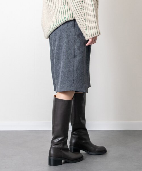 ANGEL ALARCON】ラウンドトウローヒールロングブーツ｜ブリジット