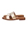【Oh my Sandals】スクエアトウ型押しレザーフラットサンダル