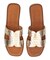 【Oh my Sandals】スクエアトウ型押しレザーフラットサンダル