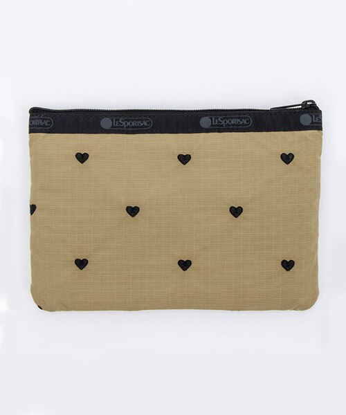 ■LeSportsac■3ZIP COSMETIC ハートエンブロイダリー 3ZIP COSMETIC モカブラックハートエンブロイダリー