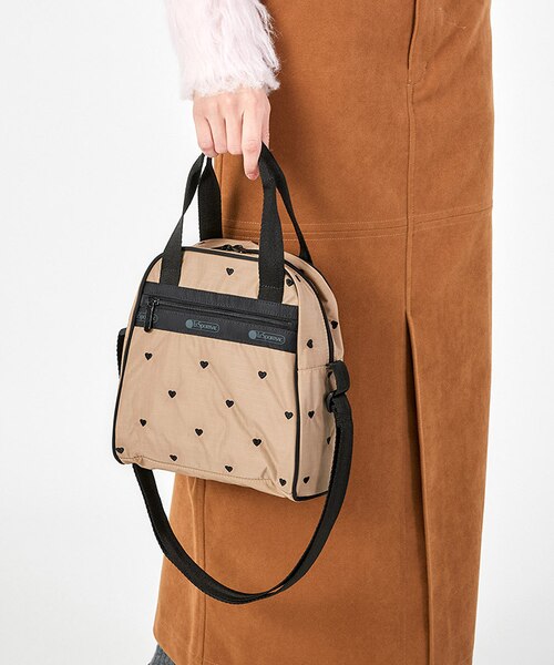 N/S MINI SATCHEL モカブラックハートエンブロイダリー