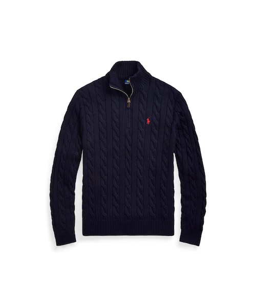 専用！未使用タグ＊ POLO RALPH LAUREN コットンケーブル M ケーブルニット コットン クォータージップ セーター｜ポロ ラルフ