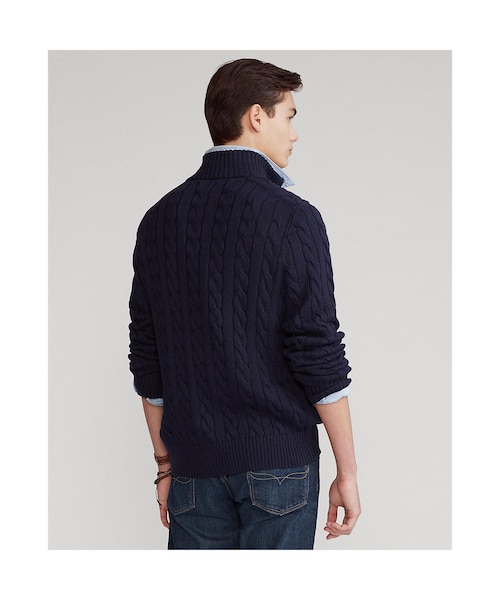 ケーブルニット コットン クォータージップ セーター　メンズ POLO RALPH LAUREN セーター ニット ケーブルニット コットン