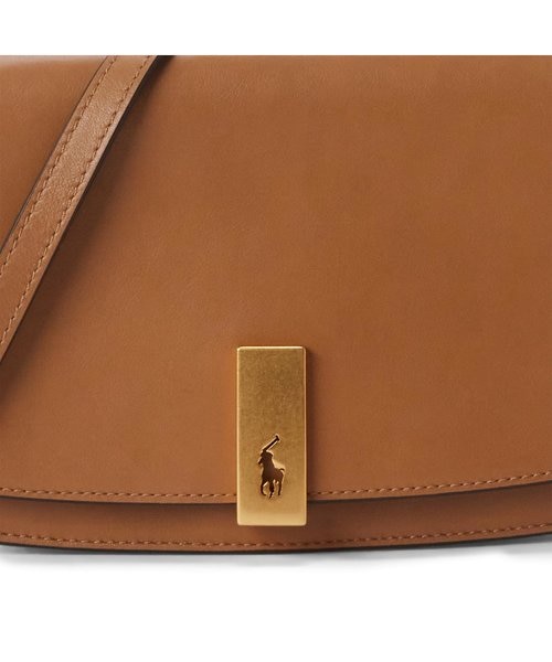 POLO RALPH LAUREN クラッチバッグ ラフィア×レザー　ブラウン Polo ID ミディアム レザー クラッチバッグ｜ポロ ラルフ
