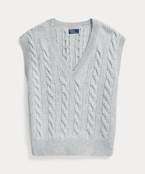 ケーブル ウールカシミヤ Vネック セーター ベスト｜ポロ ラルフ