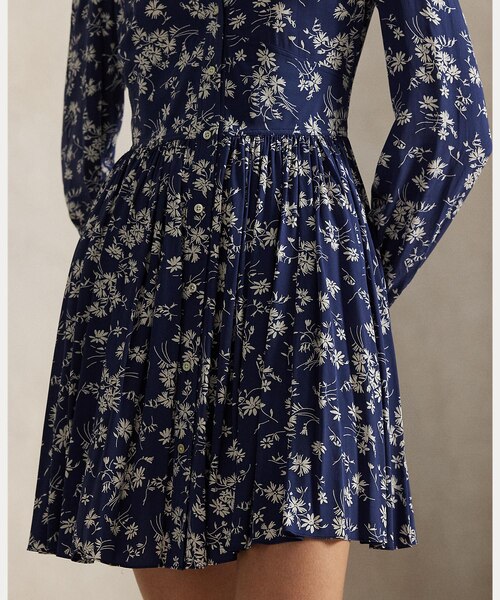 ETRO フローラルプリント クレープ ドレス ネイビー ETRO フローラル ドレス | ブルー | FARFETCH JP