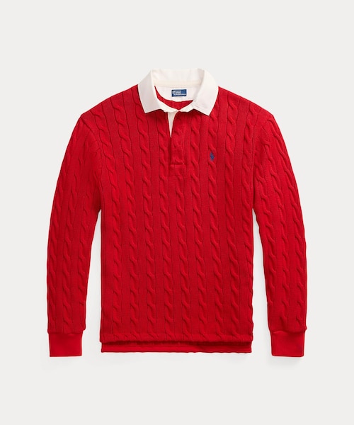 POLO RALPH LAUREN ラグビーシャツ ケーブルニット コットン ラグビー シャツ｜ポロ ラルフ