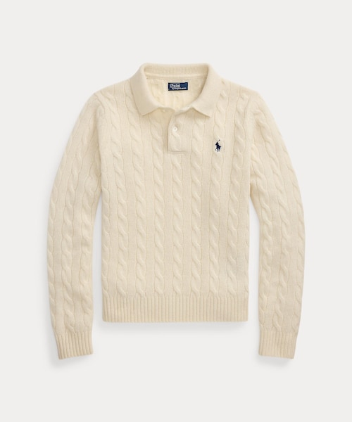 新品⭐︎現行タグPOLO RALPH LAUREN ケーブルセーター カシミヤ混L POLO ラルフローレンカシミヤ混 ケーブル ウールセーター送料