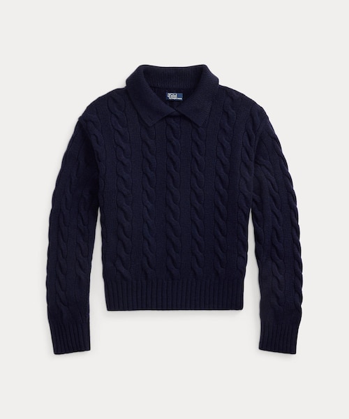 正規品【POLO RALPH LAUREN 】ケーブル ウールカシミヤ ショート ケーブル ウールカシミヤ ショートスリーブ セーター （ニット