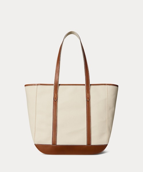 レザートリム キャンバス ミディアム ショッパー トート｜ポロ