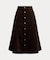 ボタンフロント コーデュロイ Aライン スカート