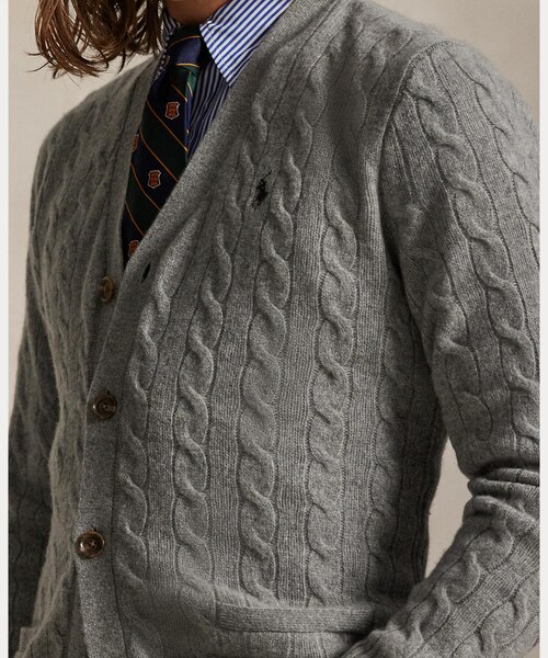 ケーブルニット ウールカシミヤ カーディガン｜ポロ ラルフ
