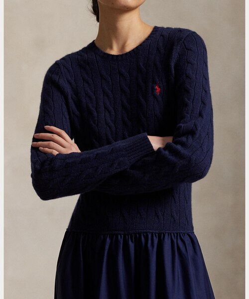 2024ss⭐︎新品タグ付き⭐︎ラルフローレン⭐︎ストライプド ケーブルニット ドレス POLO RALPH LAUREN（ポロ ラルフ ローレン）の「ストライプド