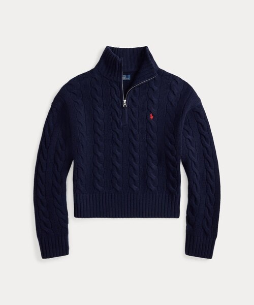 ケーブル ウールカシミヤ ハーフジップ セーター｜ポロ ラルフ