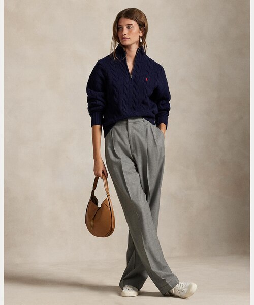 ケーブル ウールカシミヤ ハーフジップ セーター｜ポロ ラルフ