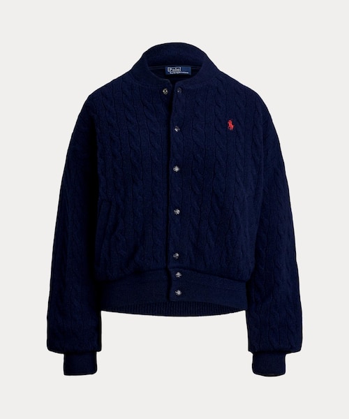 ケーブルニット ウールカシミヤ ボンバー ジャケット｜ポロ ラルフ