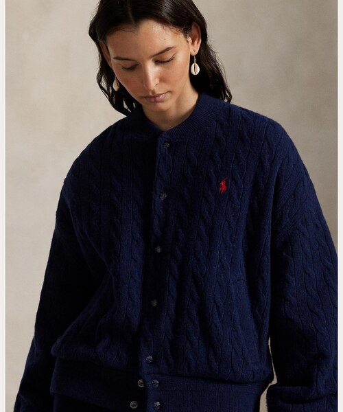 ケーブルニット ウールカシミヤ ボンバー ジャケット｜ポロ ラルフ