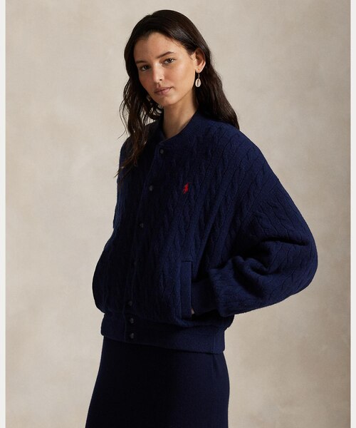 ケーブルニット ウールカシミヤ ボンバー ジャケット｜ポロ ラルフ