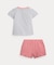 (ベビー)ストライプド コットン Tシャツ & メッシュ ショートパンツ セット